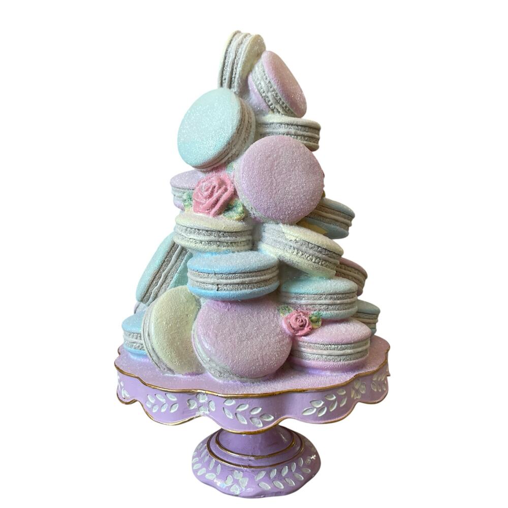 Sweet Treats Pastel Macarons on a Pedestal Stand 16in Easter Holiday Decor NEW